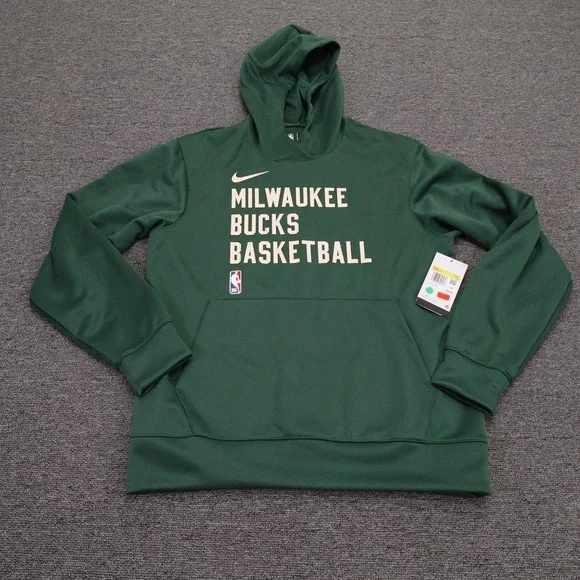 Milwaukee Bucks Hoodie Mens Small Green NBA Basketball Nike Dri-FIT Sweatshirt