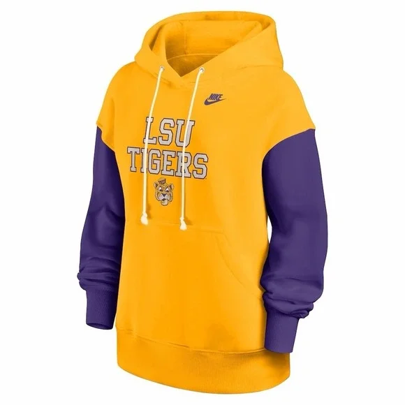 Nike LSU Tigers Hoodie Sweatshirt Size Large Oversized Pullover NCAA - New
