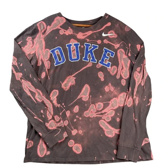 Nike Long Sleeve T-Shirt Mens Large Black Bleach Wash Duke Blue Devils Athletic
