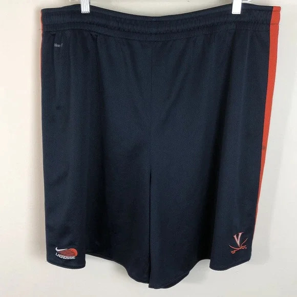 Nike Team Virginia Cavaliers Lacrosse Shorts Sz XL Navy Orange NCAA Retro Y2K