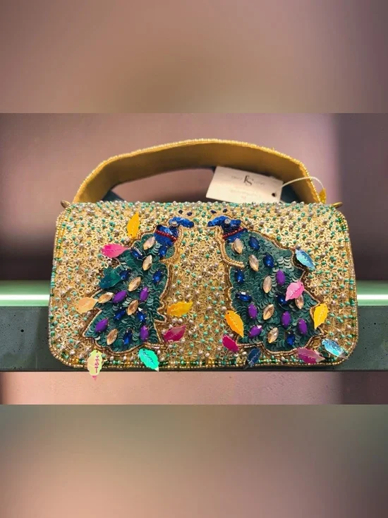 Sassy Jones Flamboyant Farah Beaded Peacock Clutch