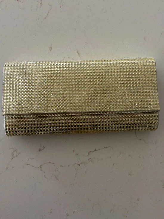 Gold Crystal Embellished Women's Clutch