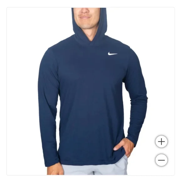New! Nike Men's Boys Dri-FIT Long Sleeve Hoodie Tee Wicking Blue Select Size Nwt