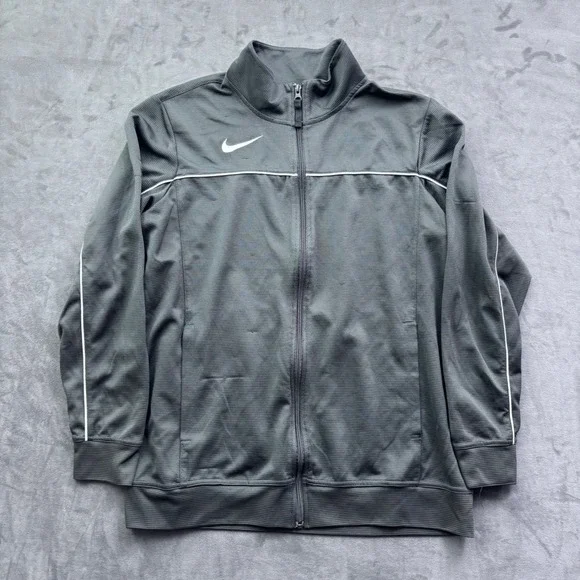 Nike Dri-FIT Mens Large Gray Waffle Knit Full Zip Track Jacket Mock Neck