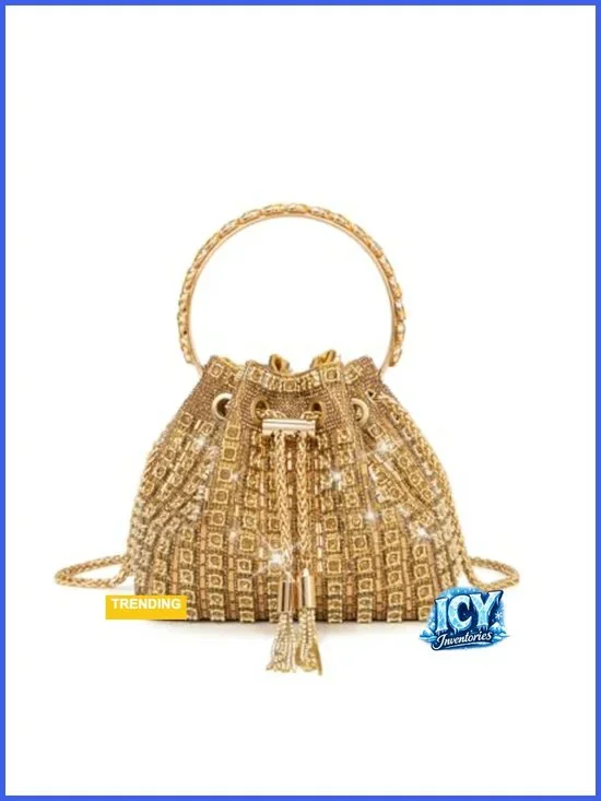 Sparkly Rhinestone Evening Clutch With Chain