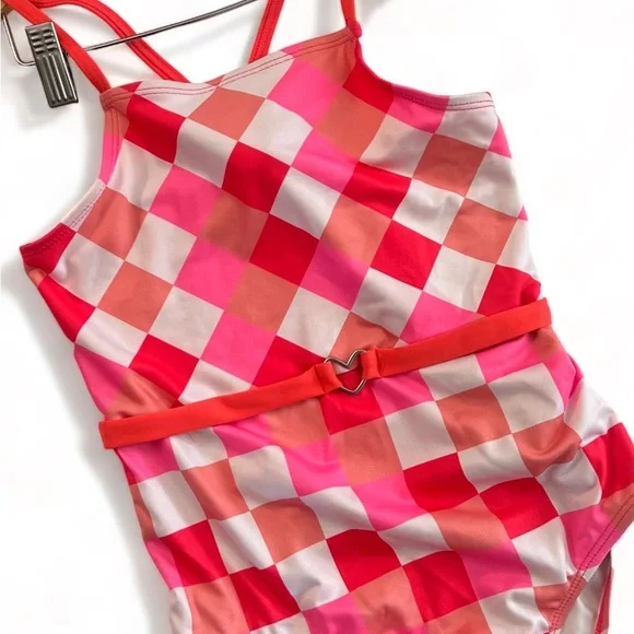 Pink platinum colorful check swimsuit