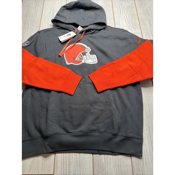 New Nike Cleveland Browns Mens Sideline Club NFL Hooded Sweatshirt Size 4XL