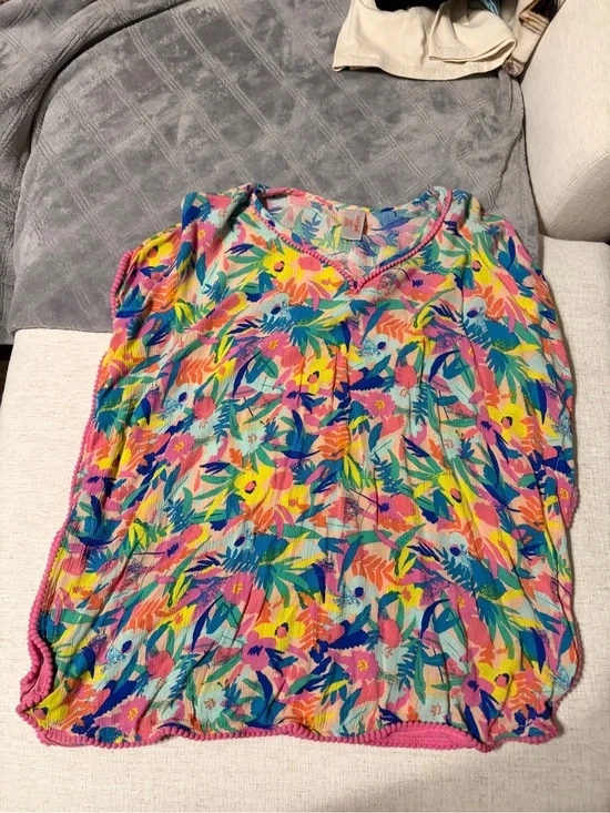 Colorful Floral girl’s swim cover up  - Pink Multi