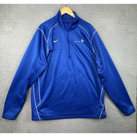 Air Force Academy Blue Silver Club Sweater Mens 2XL Blue Nike Therma Fit 1/4 Zip