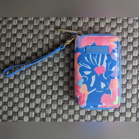 Lily Pulitzer Tiki Palm Tropical Print Phone Case Wristlet I.D. Holder Wallet