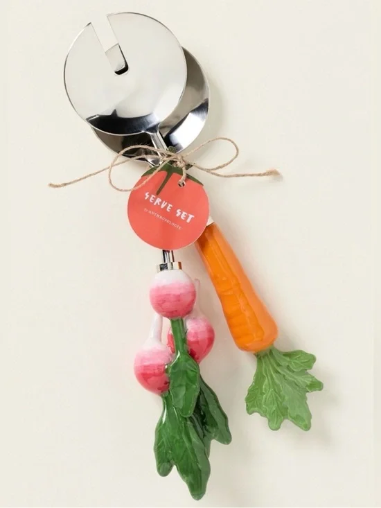 Anthropologie Crudité Serve Set Carrot Turnip Set of 2 Cottagecore Ceramic New