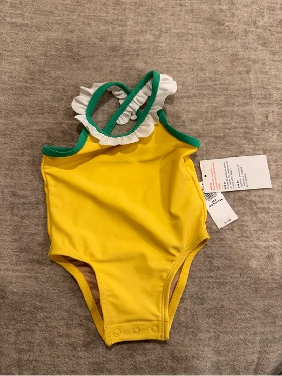 Old Navy Teal Trim Peach Baby One-Piece