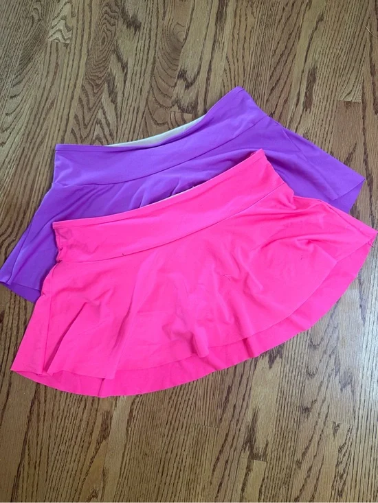 Lands' End Girls' Swim Skirt Bikini Bottoms in Hot Pink & Purple