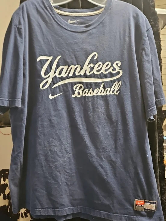 Nike Yankees Baseball T-Shirt - Blue with White Script