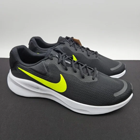 Nike Revolution 7 Mens Running Shoes Black Volt FB2207-010 Size 14 New