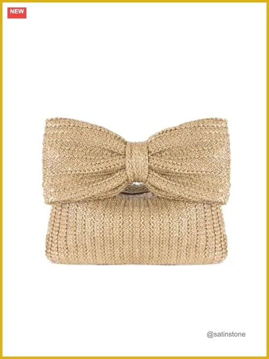 Woven Straw Clutch Purse Crossbody Evening Handbag Summer Beach
