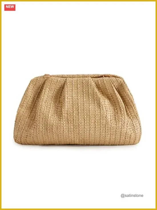 Elegant Woven Straw Clutch Purse for Women | Beach Summer Crossbody Handbag