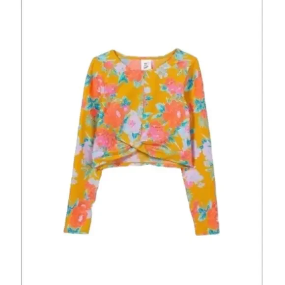 NWT X-Large  14/16- Girls' Floral Print  Bikini Top  - Art Class