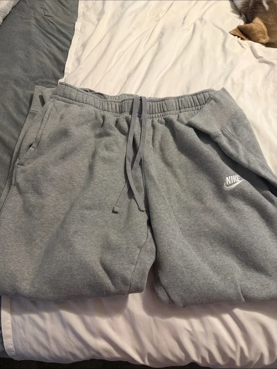 Nike Boys Grey Fleece Joggers with White Logo