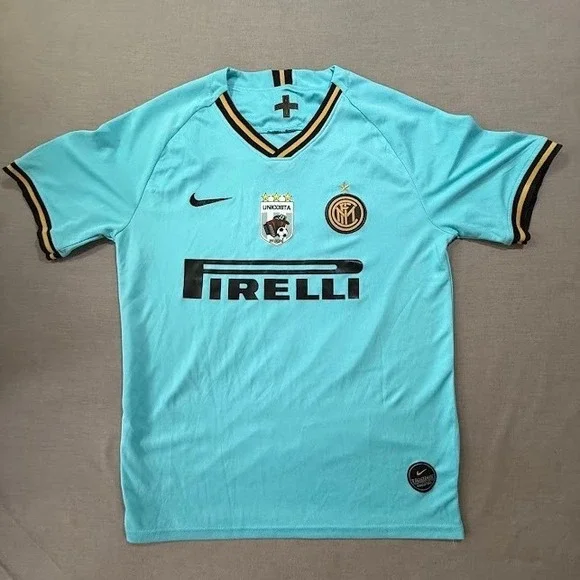 Inter Milan Football‎ #9 Mandy Jersey Nike Sky Blue Pirelli Short Sleeve Men M