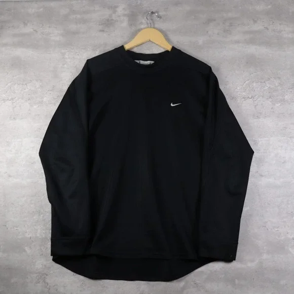 vintage nike sweatshirt oversized black embroidered swoosh mens xl