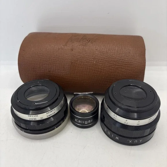 MCM Wide Angle & Telephoto Lens With Case Kaligar Made In Japan 1960s‎