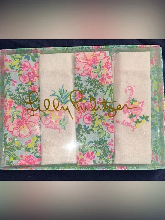 Lilly Pulitzer Pink & Green Floral Tea Napkin Set