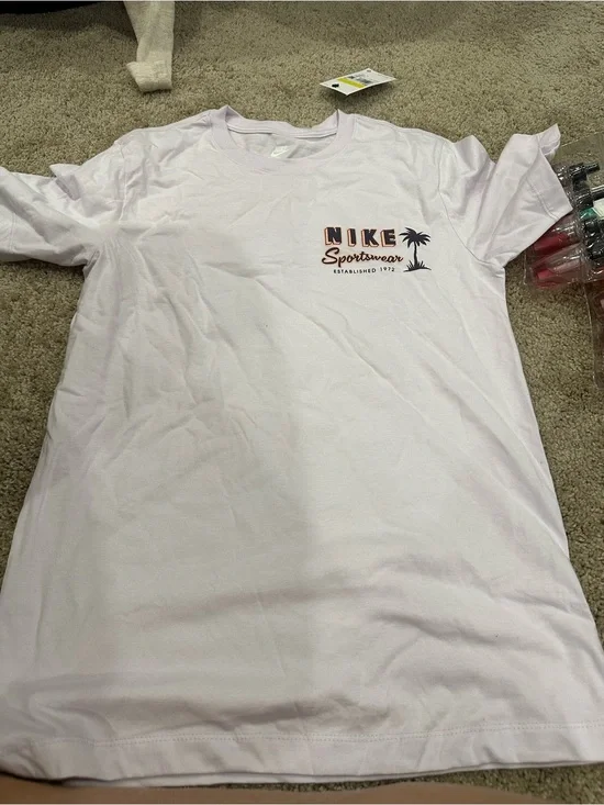 Nike Light Pink Short Sleeve Tee with Palm Graphic