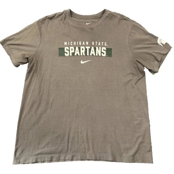 Nike Michigan State Spartans Swoosh Logo T Shirt Adult Large Gray Tee