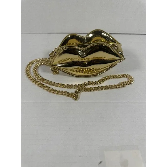 Shirelleath Kiss Lips Clutch Evening Bag Gold Chain Strap‎ Party Purse