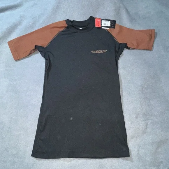 Exxact Sports Short Sleeve Kids Rash‎ Guard YL Black/Brown