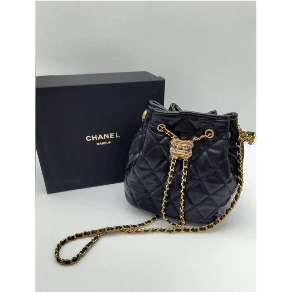 Chanel Black Quilted Makeup Bucket/Pouch (GWP)