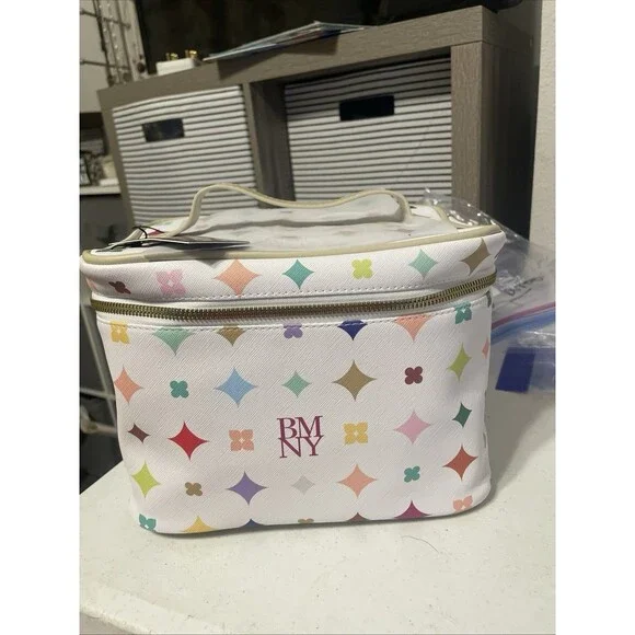 Badgley Mischka Print Vinyl Cosmetic Train / Travel Case / Bag