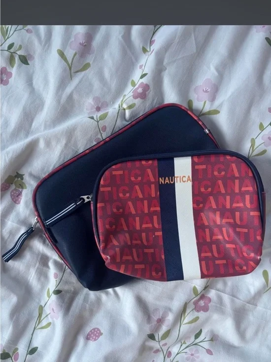 Nautica Red & Navy Blue Makeup Bag Bundle