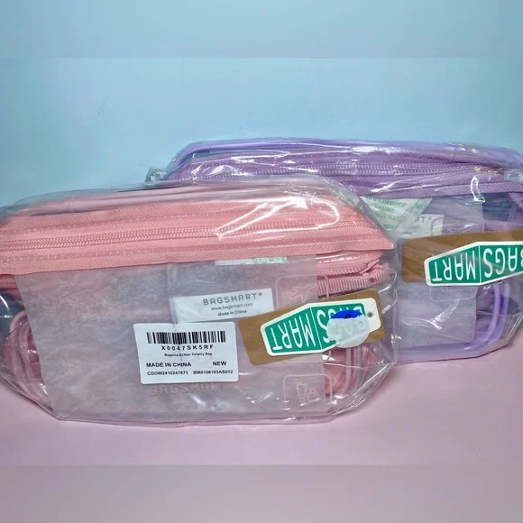 BAGSMART Clear Toiletry Bags - TSA Approved Travel Makeup‎ Cosmetic Pouches, 2