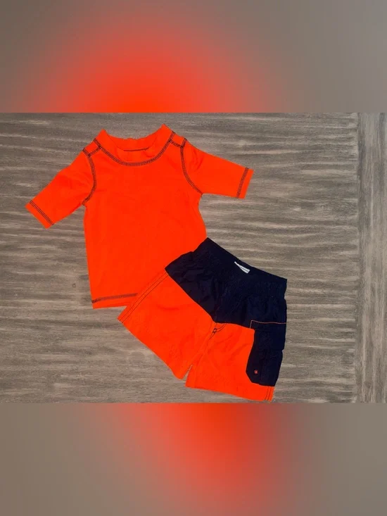 Toddler Boys' Two-Piece Neon Rash Guard and Swim Shorts Set