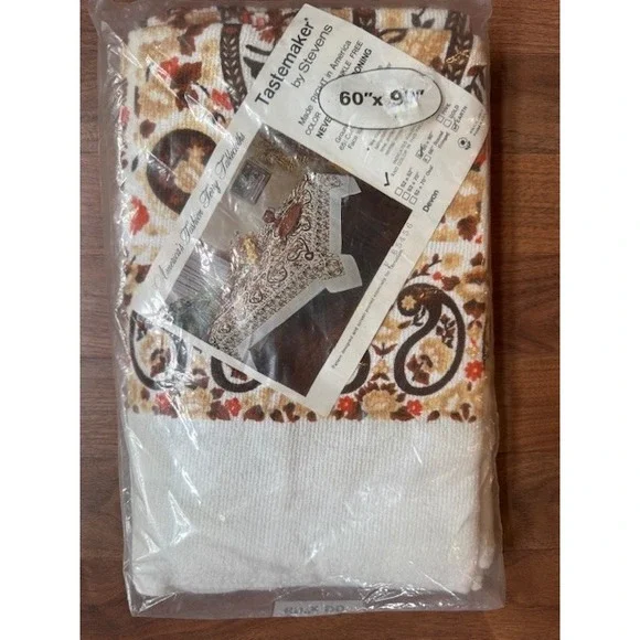 Tastemaker Stevens Terry Tablecloth 60x90‎ Vintage Paisley Earth Brown NWT