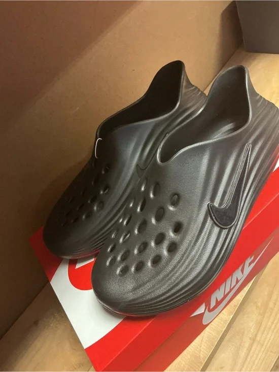 Nike Men’s Black Foam Slip-On Clog with Perforated Upper
