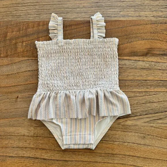 Quincy Mae Smocked One-Piece Swimsuit - Size 3-6m