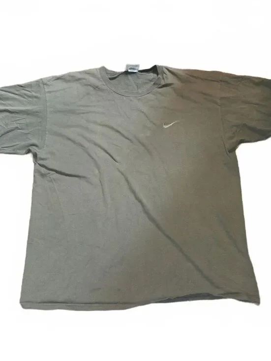 VTG 90s Nike Embroidered Logo Brown Men's XL T-Shirt Made in USA Sun Faded