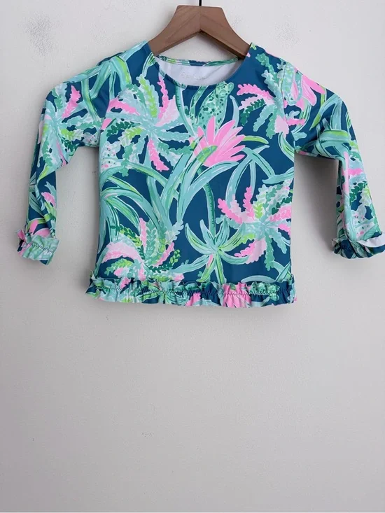 Lilly Pulitzer Girls Margo UPF 50+ Rashguard Swim Sweet Escape Ruffles set 6