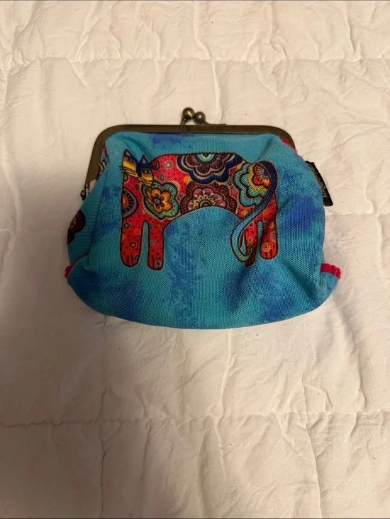 Laurel Burch Blue Patterned Elephant Coin Purse