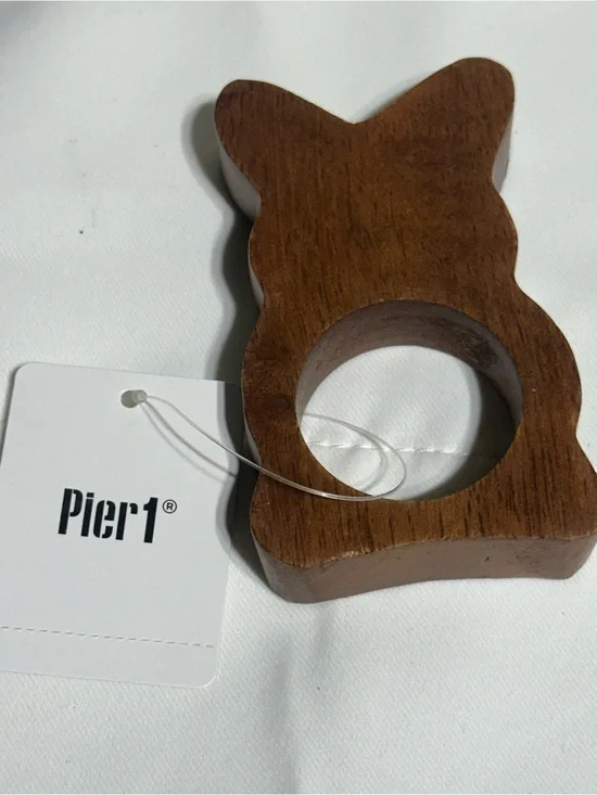 Pier 1 Brown Wooden Bunny Napkin Ring