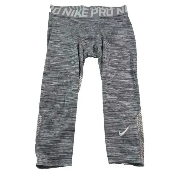 Nike Pro Mens XL Compression Tights Capri Base Layer Space Dye Grey 811392-100