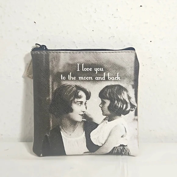 I love you to the moon and back mother & daughter coin or makeup mini pouch