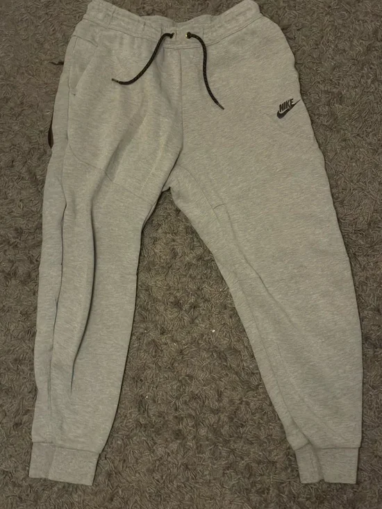 Nike Light Gray Fleece Joggers with Black Drawcord
