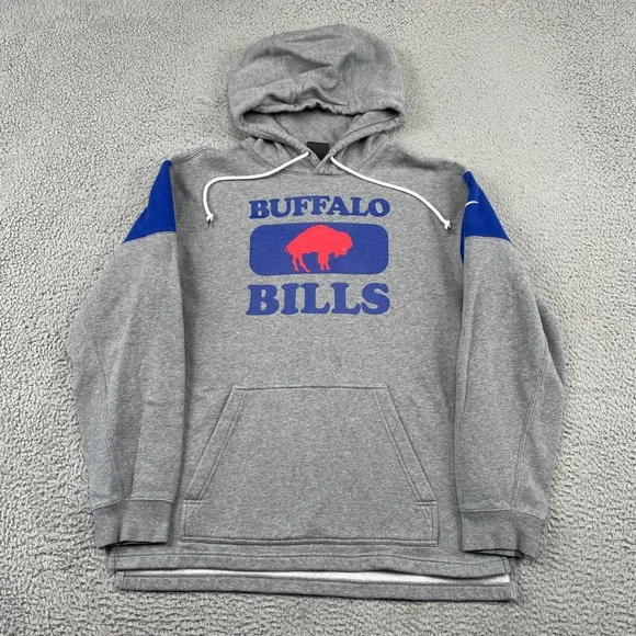 Buffalo Bills NFL Team Apparel Pullover Fleece Swoosh Nike Hoodie Mens S Gray
