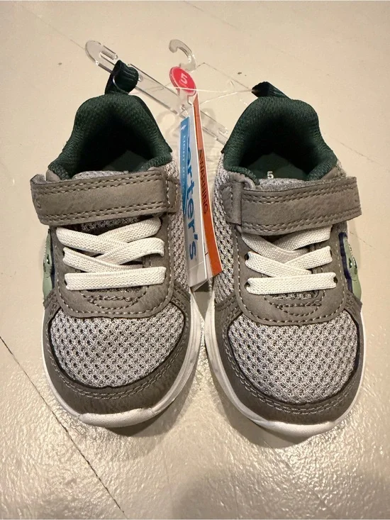 Carter's Gray and White Toddler dinosaur Sneakers with lights