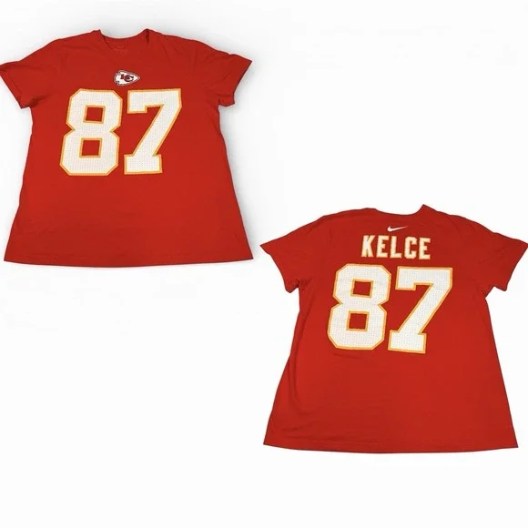 Travis Kelce #87 NFL Kansas City Chiefs Nike Cotton Name Number Shirt Unisex‎ M