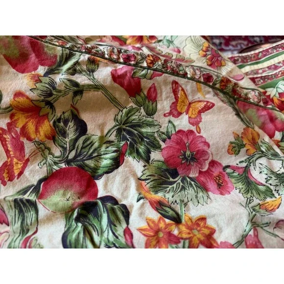 April Cornwell Yellow Floral Cotton French Country Cottagecore Table Coth 54x104